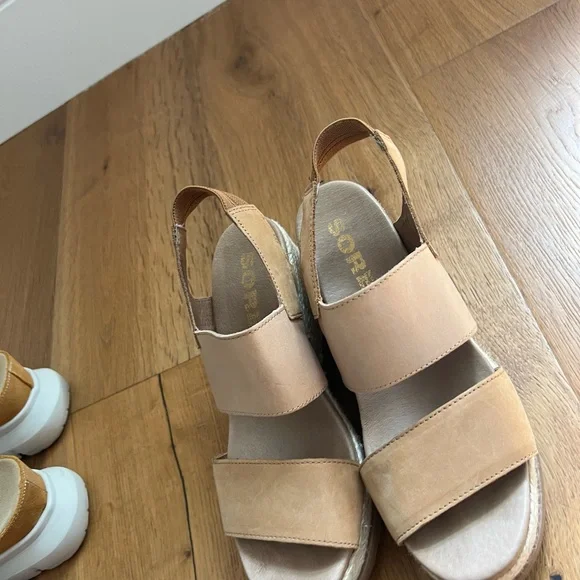 Sorel Tan Wedge Sandals - Picture 3 of 9